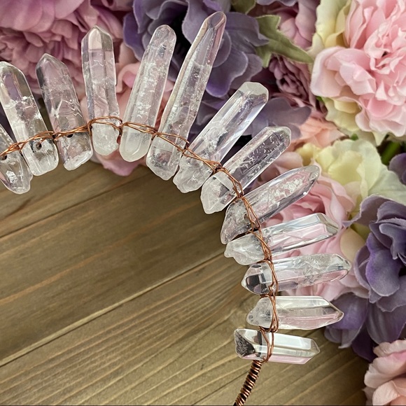 Clear Raw Healing Quartz Headband Tiara - Picture 9 of 16